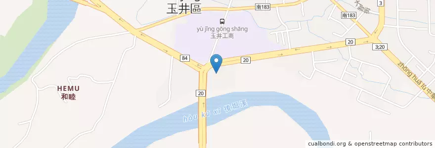 Mapa de ubicacion de 玉井分局 en Taiwan, 臺南市, 玉井區.