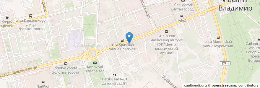 Mapa de ubicacion de Мятная сова en Rússia, Distrito Federal Central, Владимирская Область, Городской Округ Владимир.