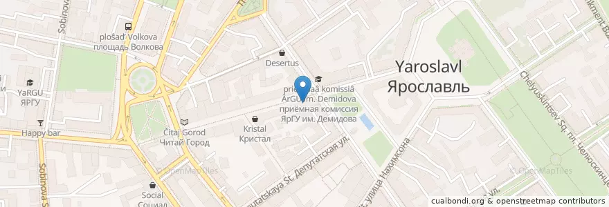 Mapa de ubicacion de Коктейль en Rusia, Distrito Federal Central, Óblast De Yaroslavl, Ярославский Район, Городской Округ Ярославль.
