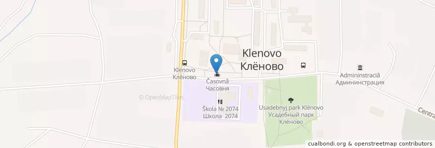 Mapa de ubicacion de Часовня en Rússia, Distrito Federal Central, Москва, Троицкий Административный Округ, Поселение Клёновское.