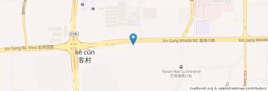 Mapa de ubicacion de Pizza Hut en China, Provincia De Cantón, Cantón, 海珠区, 赤岗街道.