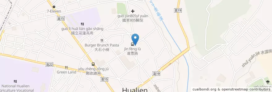Mapa de ubicacion de 明心紅茶 en Taiwan, 臺灣省, Condado De Hualien, 花蓮市.