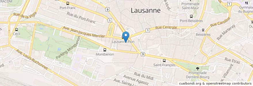 Mapa de ubicacion de Le Romandie en İsviçre, Vaud, District De Lausanne, Lausanne.
