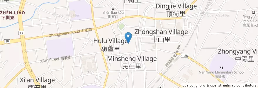 Mapa de ubicacion de 豐原第一市場 en Taiwan, Taichung, Distretto Di Fengyuan.