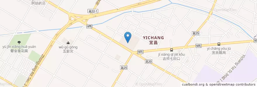 Mapa de ubicacion de 吉安黃昏市場 en 타이완, 타이완성, 화롄현, 지안 향.