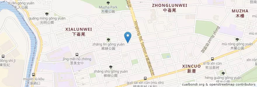 Mapa de ubicacion de 寬cafe en Taiwan, Nuova Taipei, Taipei, 文山區.