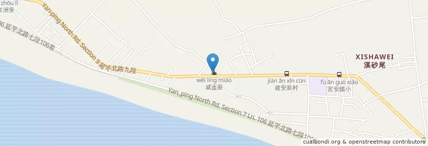 Mapa de ubicacion de 威靈廟 en Taiwan, Neu-Taipeh, Taipeh, Shilin.