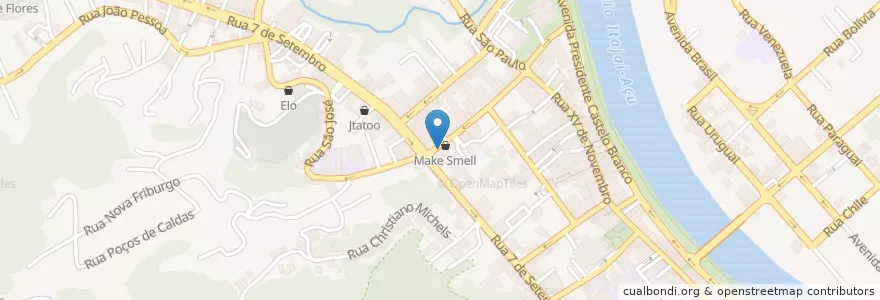 Mapa de ubicacion de TopWay English School en Бразилия, Южный Регион, Санта-Катарина, Região Geográfica Intermediária De Blumenau, Microrregião De Blumenau, Блуменау.