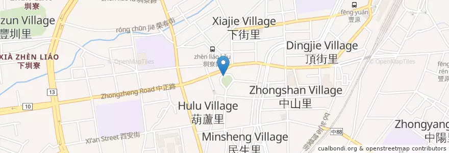 Mapa de ubicacion de 大街尾福德祠 en Taiwan, Taichung, Fengyuan.