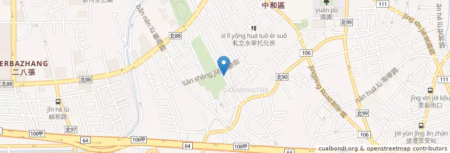 Mapa de ubicacion de 藍天使計程車合作社 en 臺灣, 新北市, 中和區.