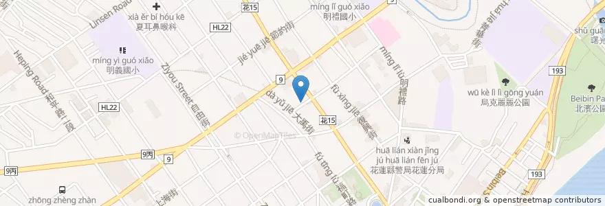 Mapa de ubicacion de 周家蒸餃 en 타이완, 타이완성, 화롄현, 화롄 시.