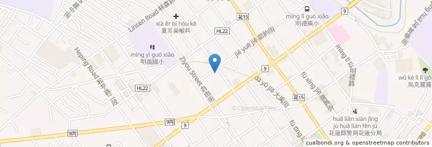 Mapa de ubicacion de 大土豆飲品 en 타이완, 타이완성, 화롄현, 화롄 시.