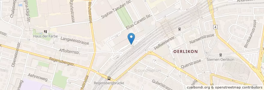 Mapa de ubicacion de Gleis 9 en Zwitserland, Zürich, Bezirk Zürich, Zürich.