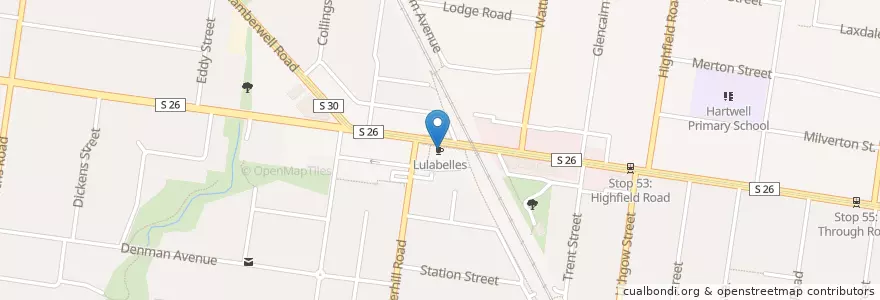 Mapa de ubicacion de Lulabelles en Australia, Victoria, City Of Boroondara.