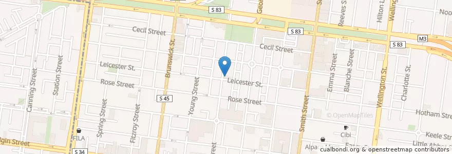 Mapa de ubicacion de The Rose Hotel en Australië, Victoria, City Of Yarra.
