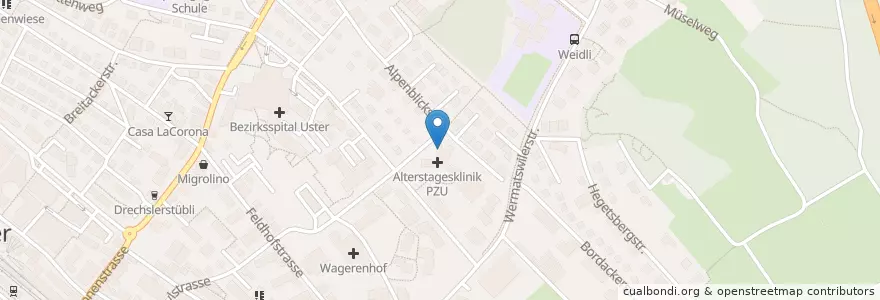 Mapa de ubicacion de Appartementhaus Spital Uster en Switzerland, Zurich, Bezirk Uster, Uster.