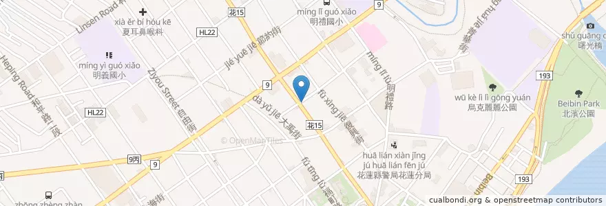 Mapa de ubicacion de 大德藥局 en 台湾, 台湾省, 花蓮県, 花蓮市.