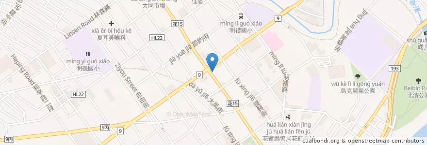 Mapa de ubicacion de COCO壹番屋 en Taiwan, 臺灣省, Condado De Hualien, 花蓮市.