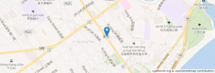 Mapa de ubicacion de 佳佳診所 en تایوان, 臺灣省, هوالاین, 花蓮市.