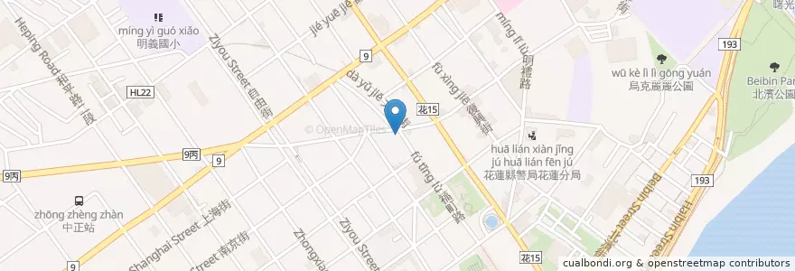 Mapa de ubicacion de 十七街居酒屋 en 타이완, 타이완성, 화롄현, 화롄 시.