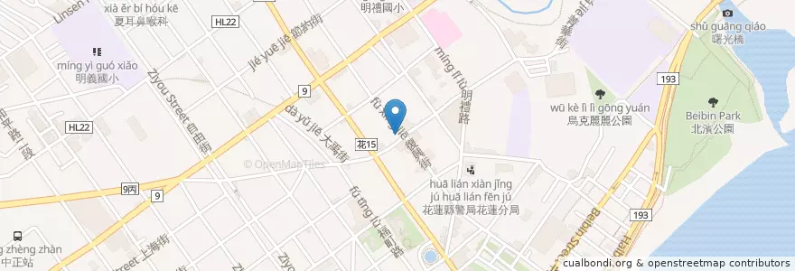 Mapa de ubicacion de 中國信託商業銀行 en Taiwan, Provincia Di Taiwan, Contea Di Hualien, Hualien.