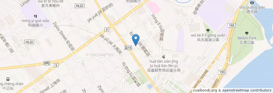 Mapa de ubicacion de 品勝早餐店 en تايوان, مقاطعة تايوان, هوالين, 花蓮市.