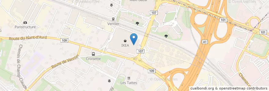 Mapa de ubicacion de IKEA en İsviçre, Cenevre, Cenevre, Vernier.