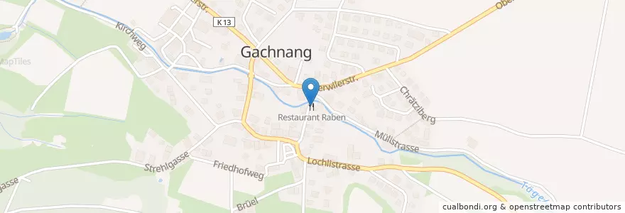 Mapa de ubicacion de Restaurant Raben en İsviçre, Thurgau, Bezirk Frauenfeld, Gachnang.