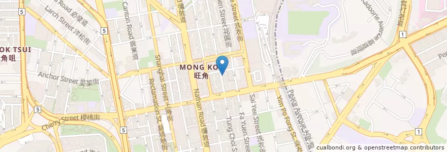 Mapa de ubicacion de 點點心 Dim Dim Sum en China, Guangdong, Hong Kong, Kowloon, Wilayah Baru, 油尖旺區 Yau Tsim Mong District.