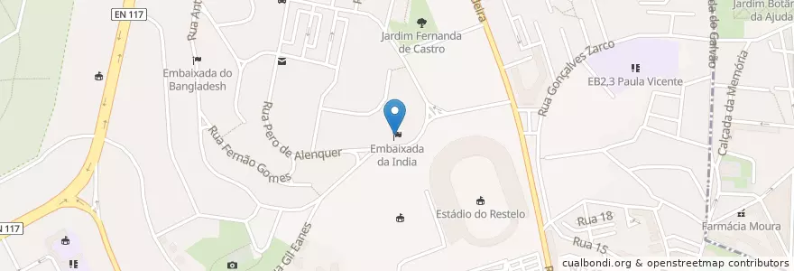 Mapa de ubicacion de Embaixada da India en Portugal, Aire Métropolitaine De Lisbonne, Lisbonne, Grande Lisboa, Lisbonne, Belém.