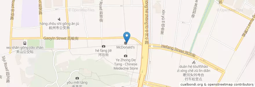 Mapa de ubicacion de 麦当劳 en Cina, Zhejiang, Hangzhou, Distretto Di Shangcheng, 清波街道.