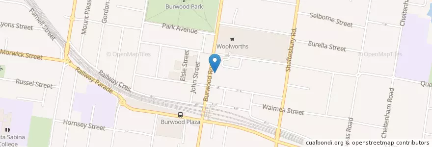 Mapa de ubicacion de Burwood Uniting Church en Australia, New South Wales, Burwood Council, Sydney.