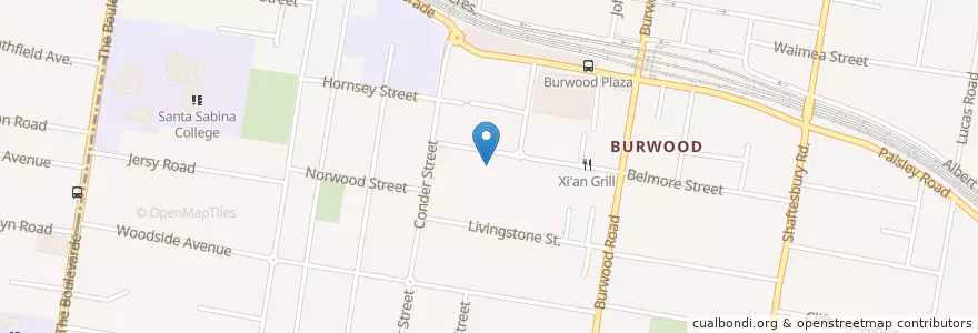 Mapa de ubicacion de Burwood Presbyterian Church en Austrália, Nova Gales Do Sul, Burwood Council, Sydney.