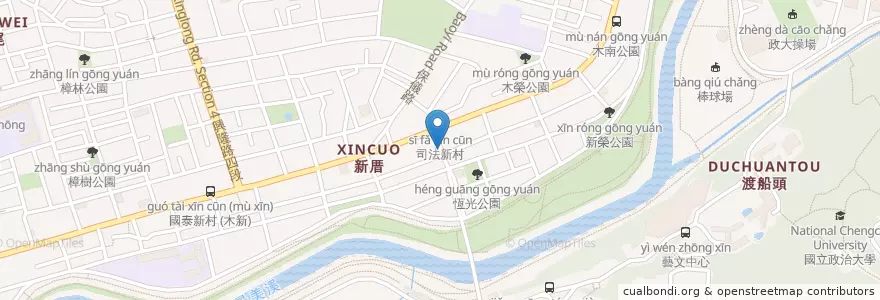 Mapa de ubicacion de 卓越車輪餅 en تايوان, تايبيه الجديدة, تايبيه, 文山區.