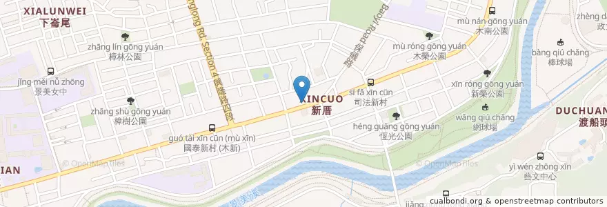Mapa de ubicacion de 生炒花枝 en 台湾, 新北市, 台北市, 文山区.