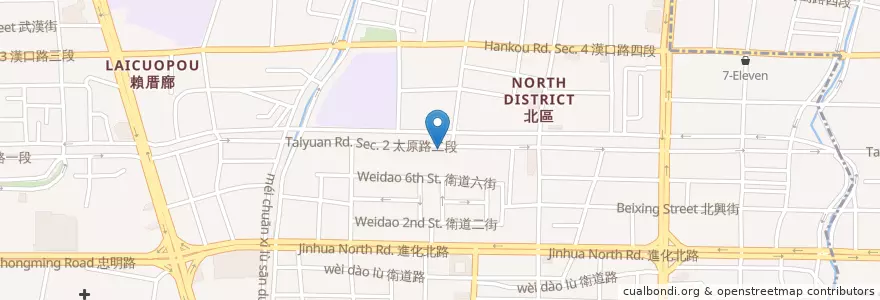 Mapa de ubicacion de 自家烘焙任性咖啡館 en Taiwán, Taichung, 北區.