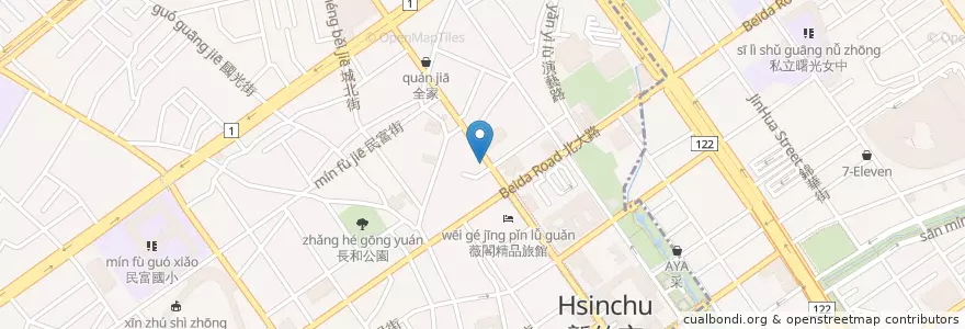 Mapa de ubicacion de 竹東排骨酥麵 en 타이완, 타이완성, 신주시, 베이구.