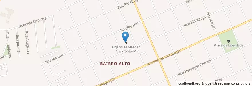 Mapa de ubicacion de Algacyr M Maeder, C E Prof-EF M en البَرَازِيل, المنطقة الجنوبية, بارانا, Região Geográfica Intermediária De Curitiba, Região Metropolitana De Curitiba, Microrregião De Curitiba, كوريتيبا.