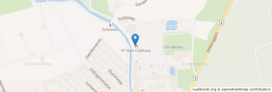 Mapa de ubicacion de FC Baar Clubhaus en Швейцария, Цуг, Baar.