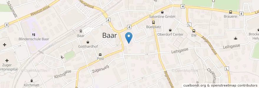 Mapa de ubicacion de Bibliothek Baar en Svizzera, Zugo, Baar.
