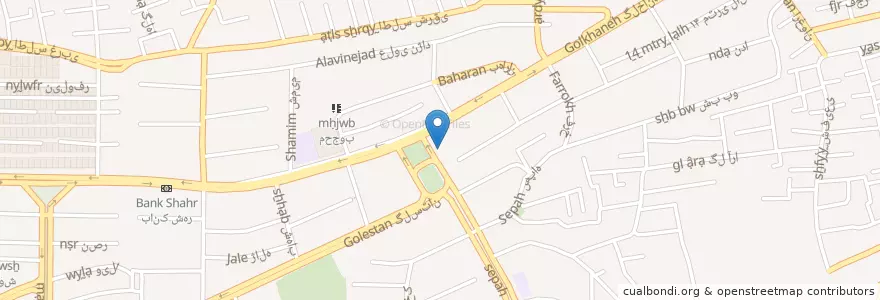 Mapa de ubicacion de بانک پارسیان en 伊朗, استان اصفهان, شهرستان اصفهان, بخش مرکزی شهرستان اصفهان, اصفهان.