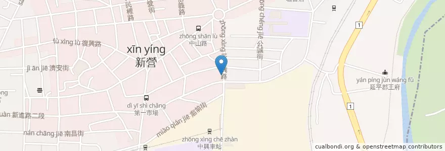 Mapa de ubicacion de 陳媽咪複合式賞味坊 en 臺灣, 臺南市, 新營區.