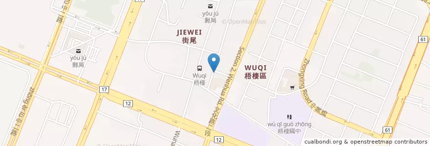 Mapa de ubicacion de 台南擔仔麵 en 臺灣, 臺中市, 梧棲區.