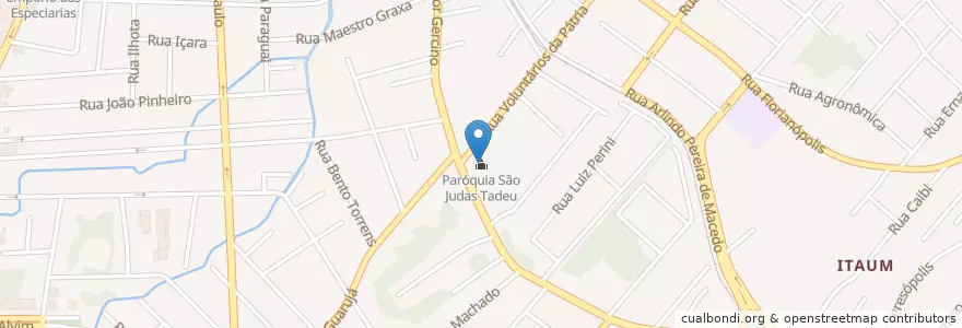 Mapa de ubicacion de Paróquia São Judas Tadeu en Brazilië, Regio Zuid, Santa Catarina, Região Geográfica Intermediária De Joinville, Microrregião De Joinville, Joinville.