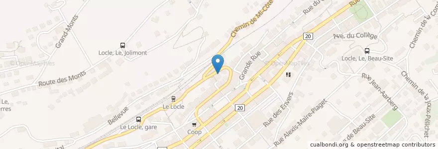 Mapa de ubicacion de Chez Sandro, Restaurant de la Gare en 瑞士, Neuchâtel, District Du Locle, Le Locle.