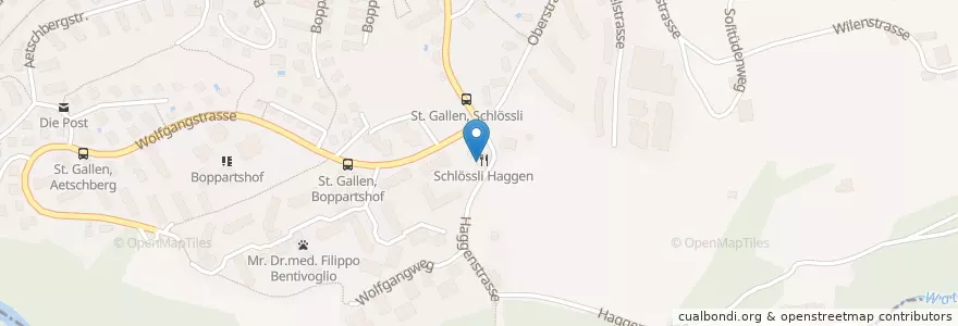 Mapa de ubicacion de Schlössli Haggen en Zwitserland, Sankt Gallen, Wahlkreis St. Gallen, St. Gallen.