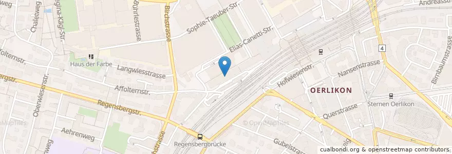 Mapa de ubicacion de Universität Zürich, Oerlikon (AFL) en Suíça, Zurique, Bezirk Zürich, Zürich.