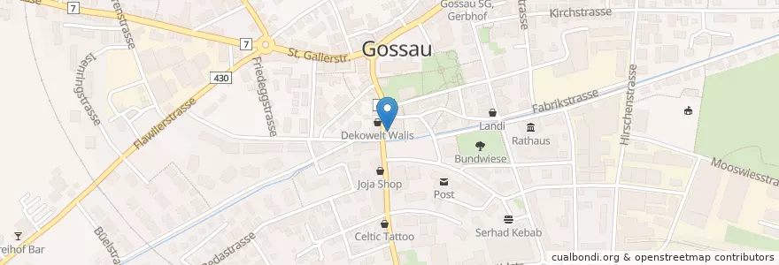 Mapa de ubicacion de Raiffeisenbank Gossau-Niederwil en Schweiz/Suisse/Svizzera/Svizra, Sankt Gallen, Wahlkreis St. Gallen, Gossau (Sg).