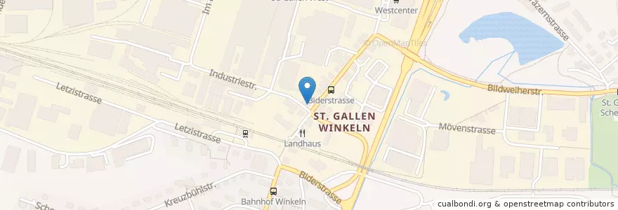 Mapa de ubicacion de Raiffeisenbank Winkeln en Schweiz, Sankt Gallen, Wahlkreis St. Gallen, St. Gallen.