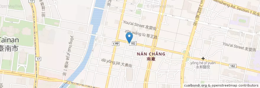 Mapa de ubicacion de 圓環牛肉湯 en تایوان, 臺南市, 中西區.